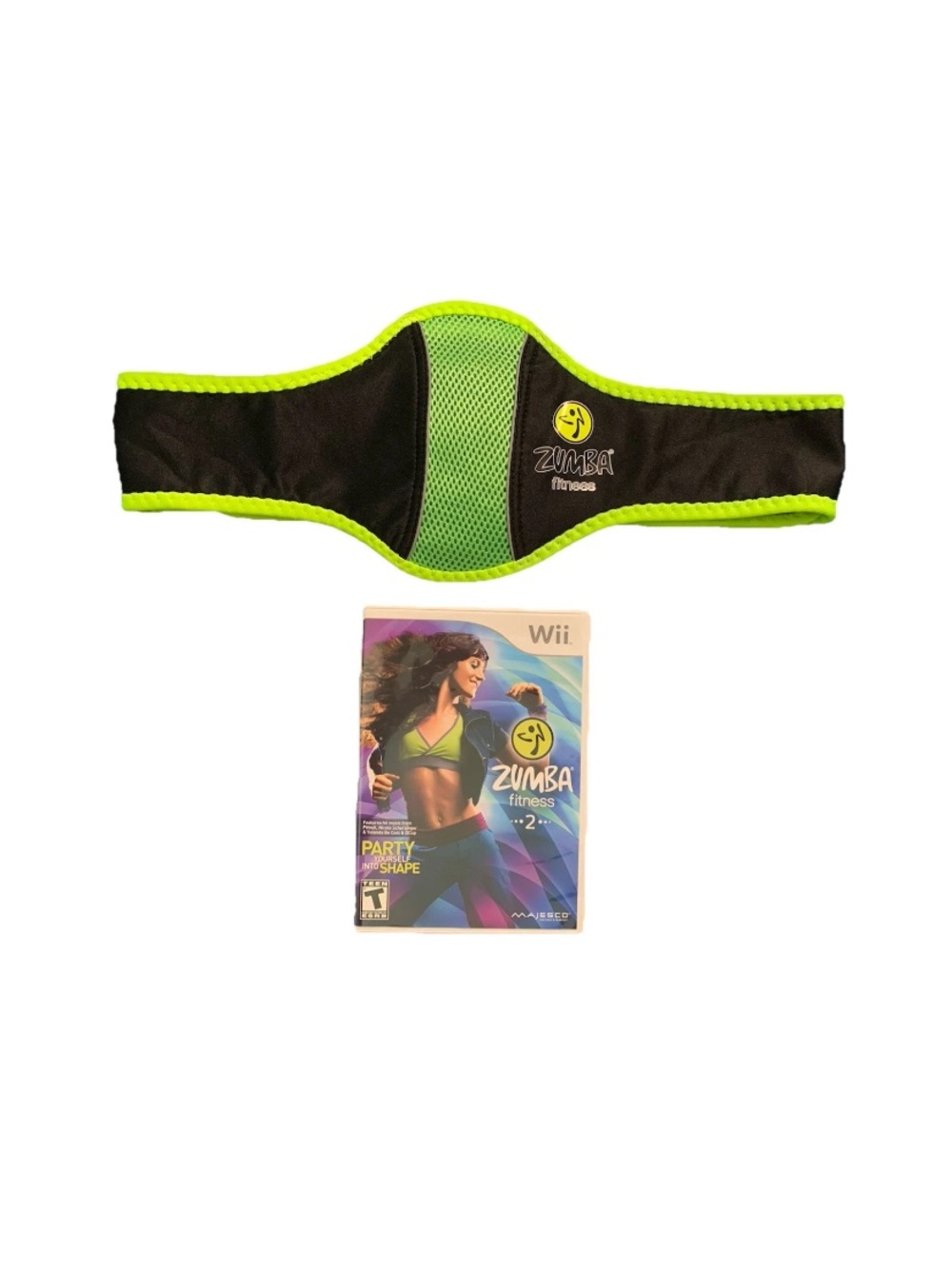 Zumba Fitness Neon Green and Black Mesh Waist Belt